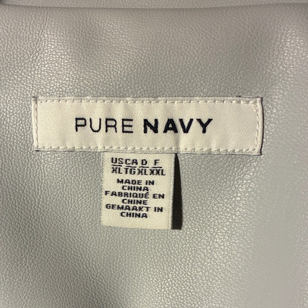Pure Navy Jacket XL Vegan Faux Leather gray moto biker bomber neutral minimalist - Picture 5 of 6